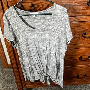Chaus gray Relaxed Tie Front T-Shirt